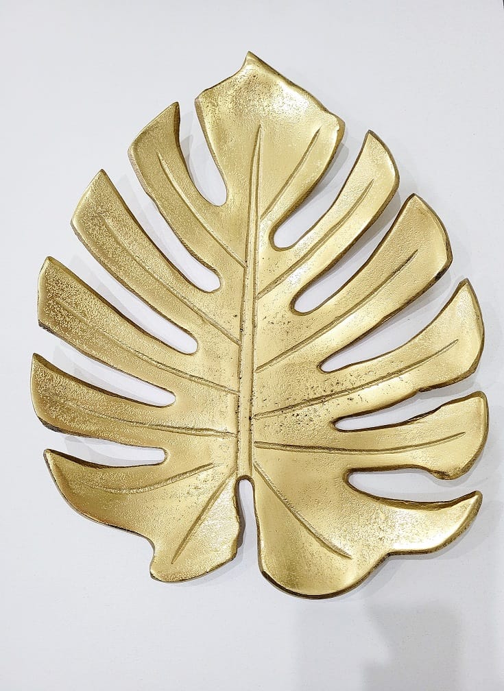 Monsteria Leaf Metal Plate Gold Layoun Interiors