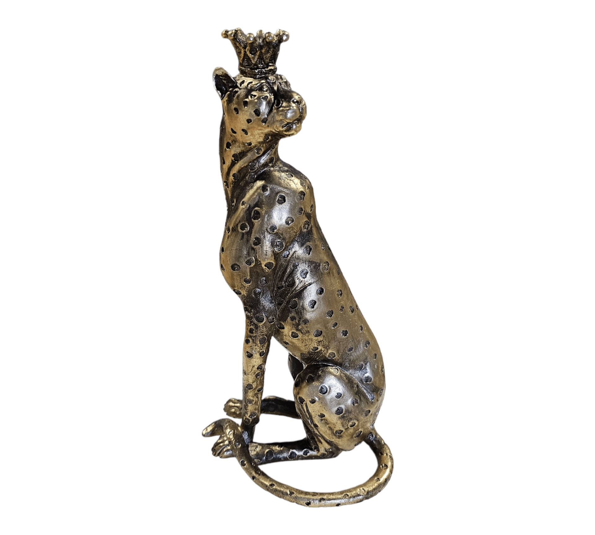 Gold Leopard Figurine With Crown – Layoun Interiors